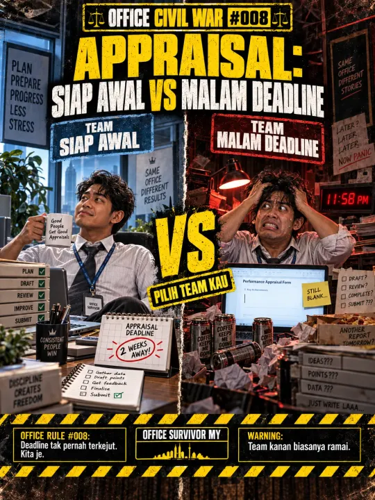 Office Civil War #008: Siap awal vs malam deadline